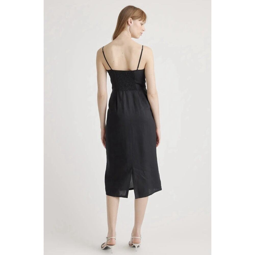 Quince 100% European Linen Scoop Neck Midi Dress Women Size S Black Summer - Picture 10 of 12